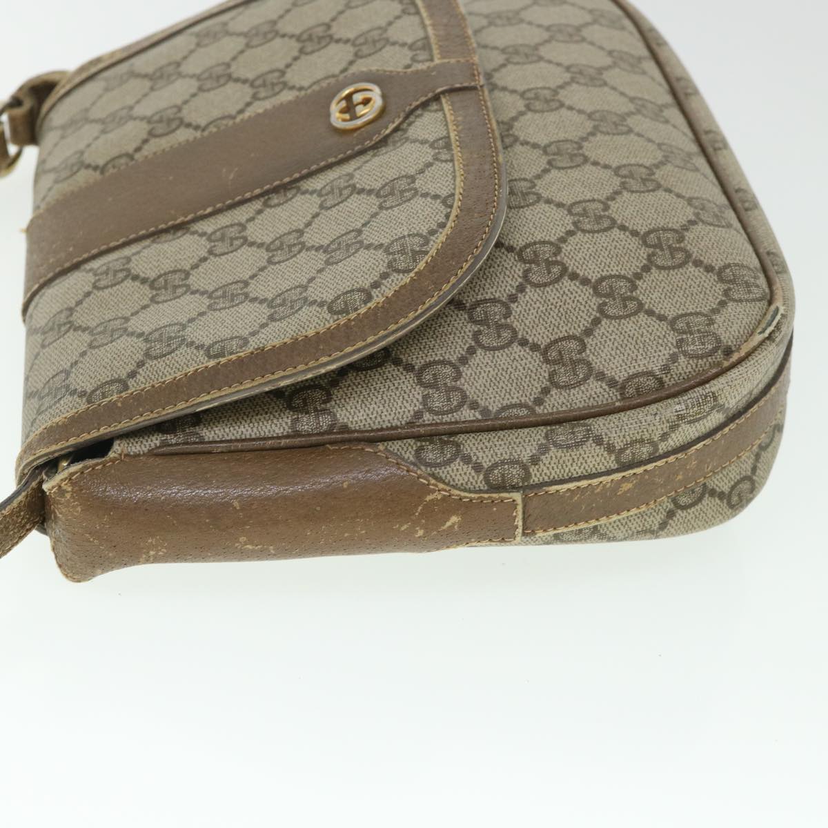 GUCCI GG Canvas Shoulder Bag PVC Leather Beige ar10280
