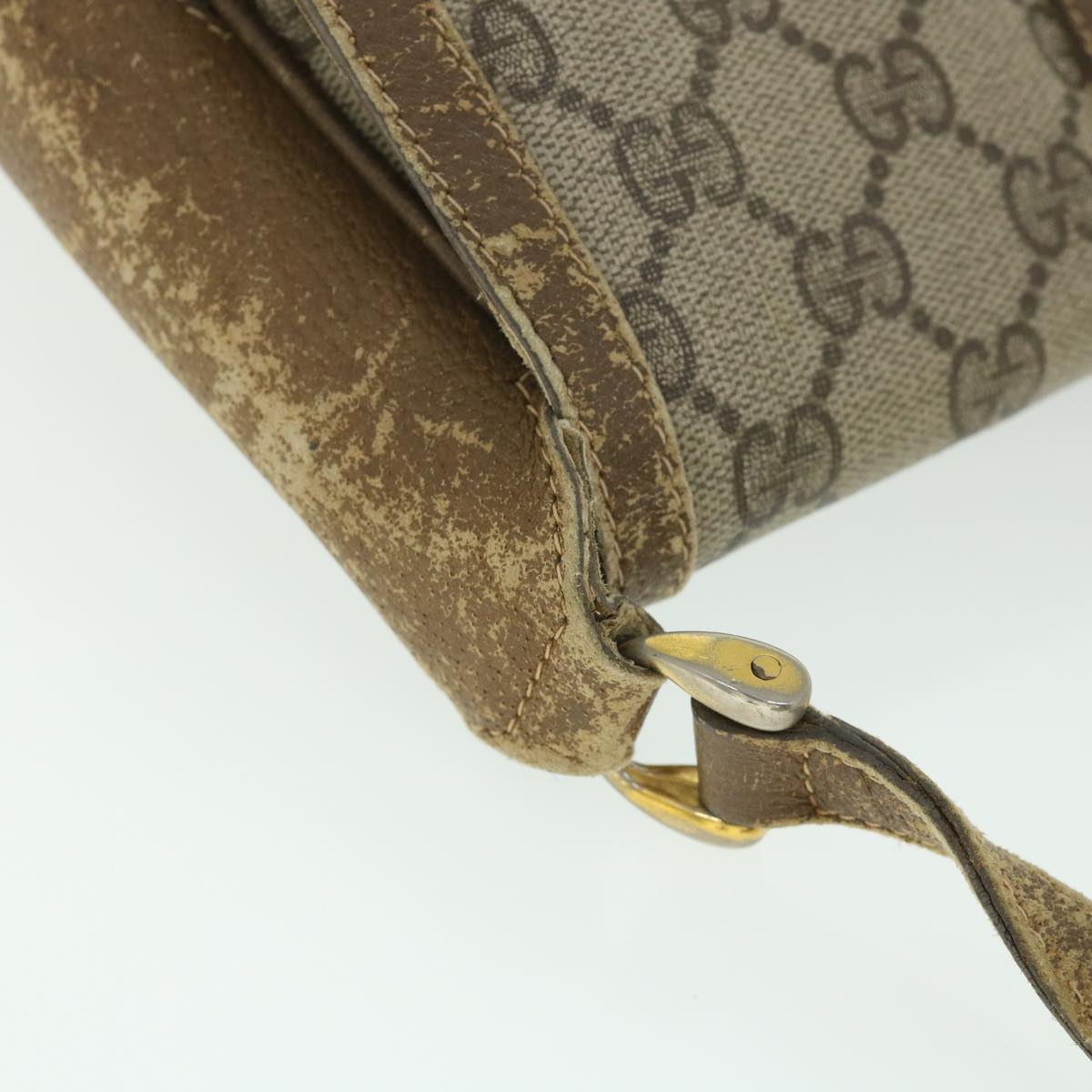 GUCCI GG Canvas Shoulder Bag PVC Leather Beige ar10280