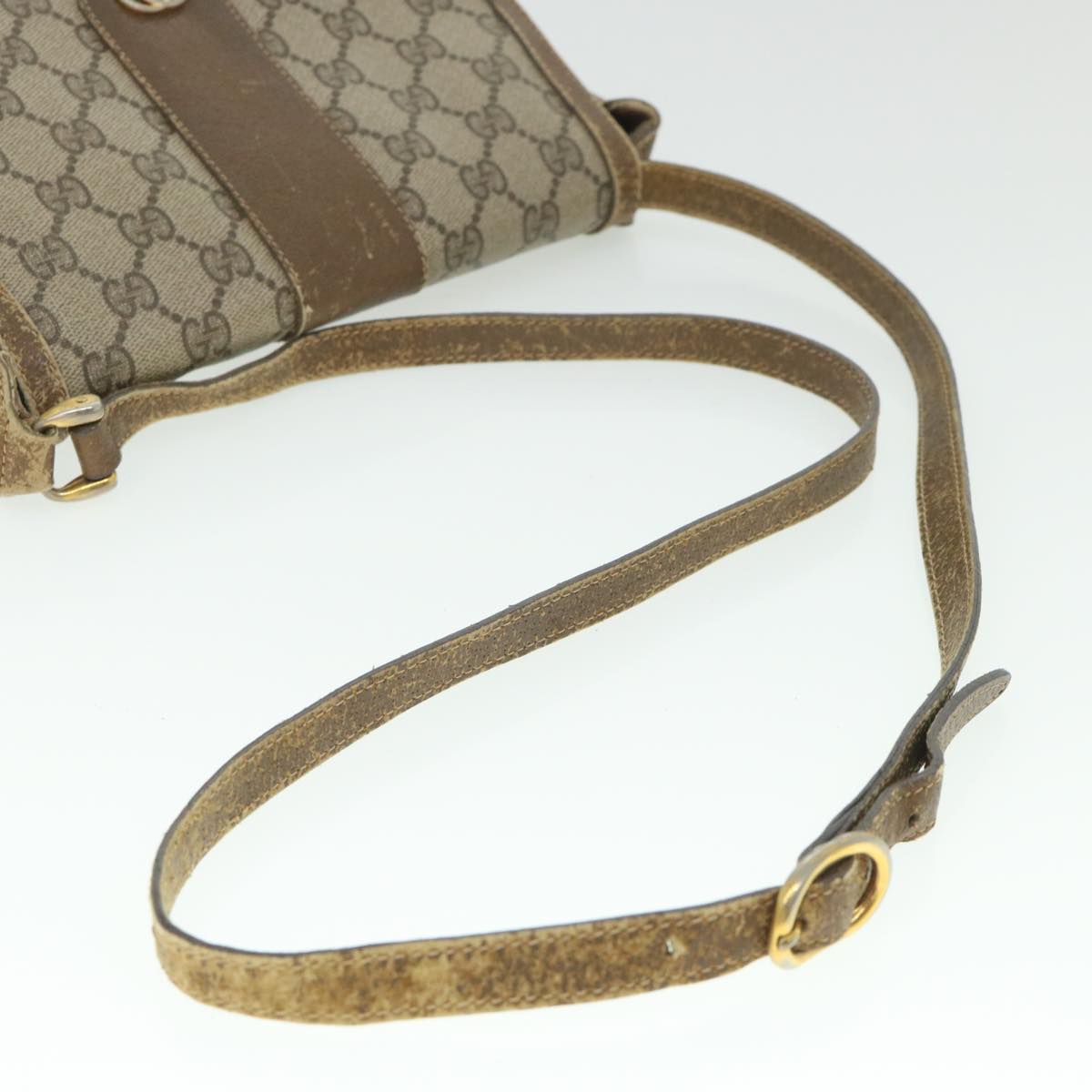 GUCCI GG Canvas Shoulder Bag PVC Leather Beige ar10280