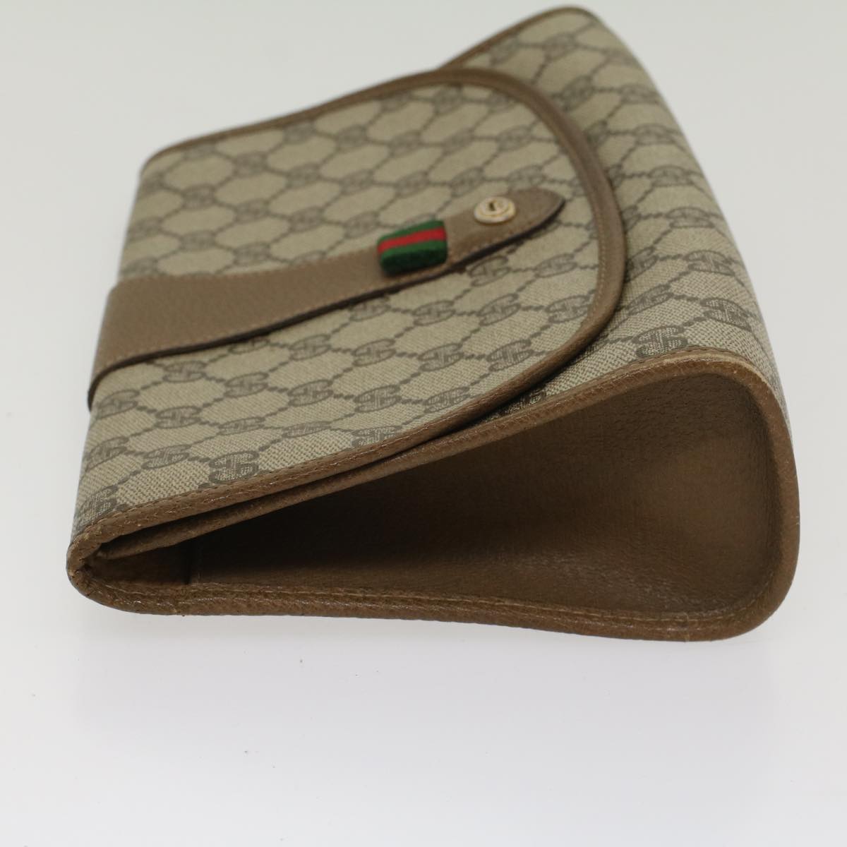 GUCCI GG Canvas Web Sherry Line Clutch Bag Beige Red 89 01 030 ar10304