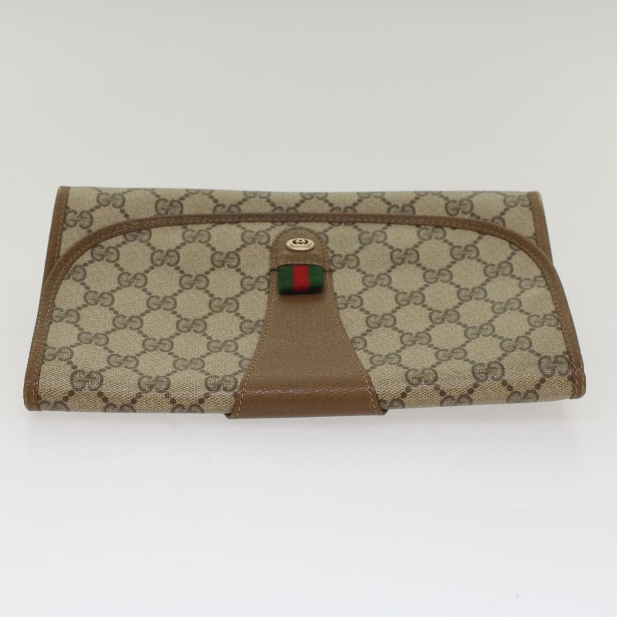 GUCCI GG Canvas Web Sherry Line Clutch Bag Beige Red 89 01 030 ar10304