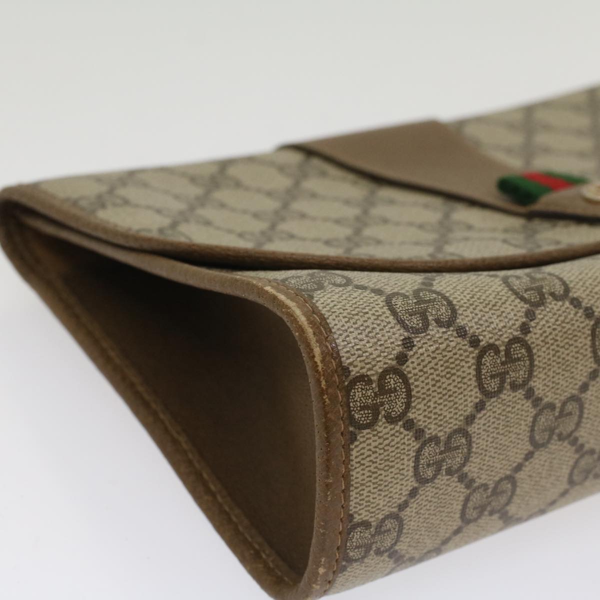 GUCCI GG Canvas Web Sherry Line Clutch Bag Beige Red 89 01 030 ar10304