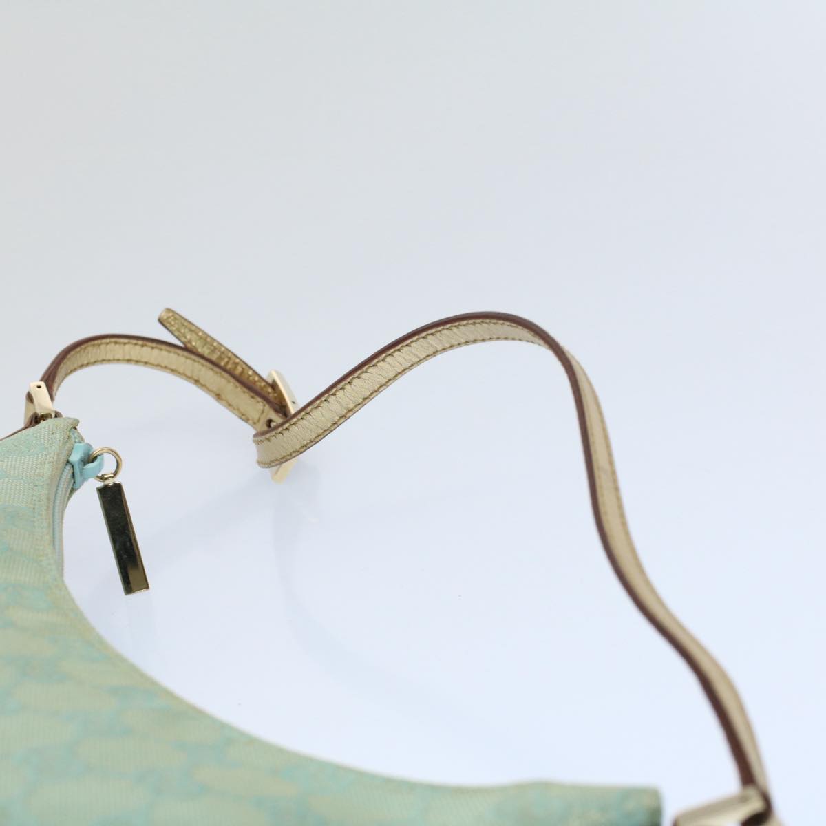 GUCCI GG Canvas Shoulder Bag Light Blue Gold ar10312