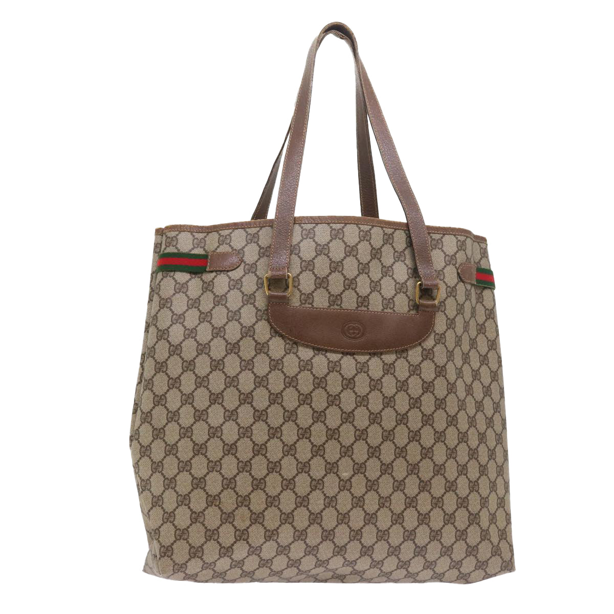 GUCCI GG Canvas Tote Bag PVC Leather Beige ar10314