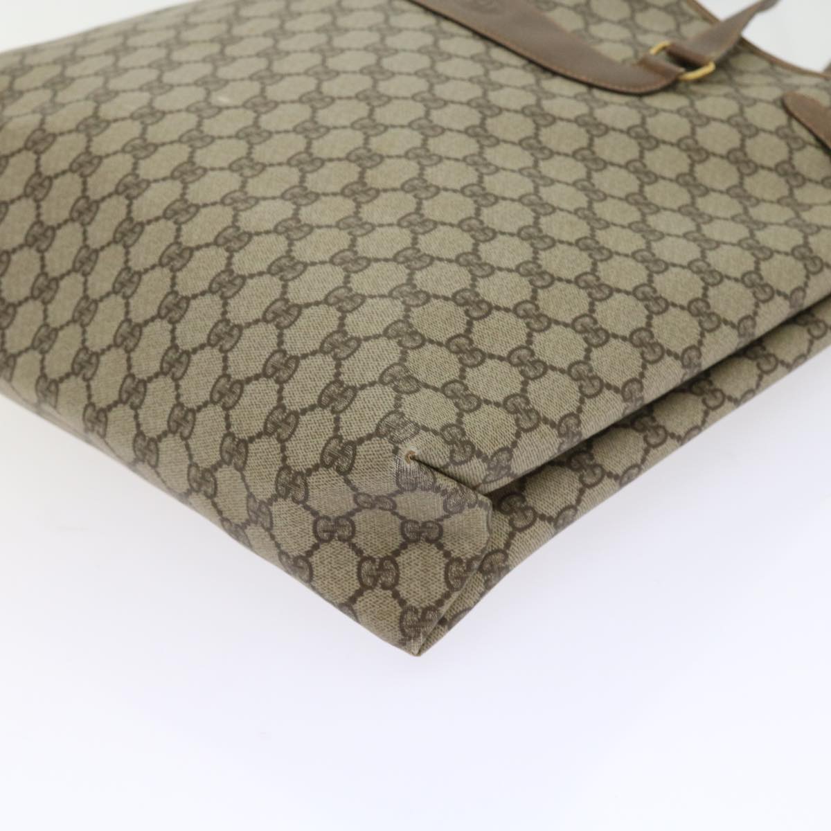 GUCCI GG Canvas Tote Bag PVC Leather Beige ar10314