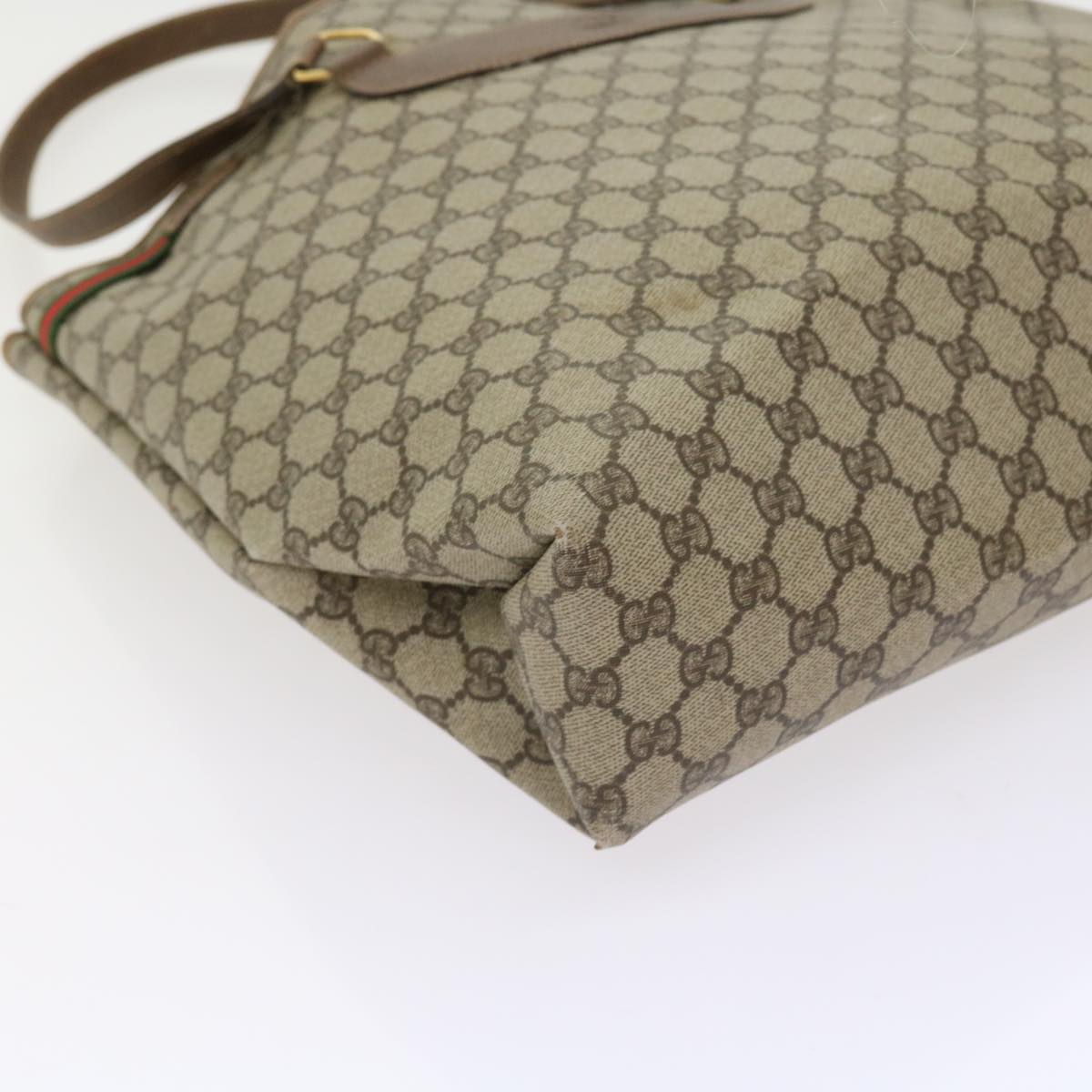 GUCCI GG Canvas Tote Bag PVC Leather Beige ar10314
