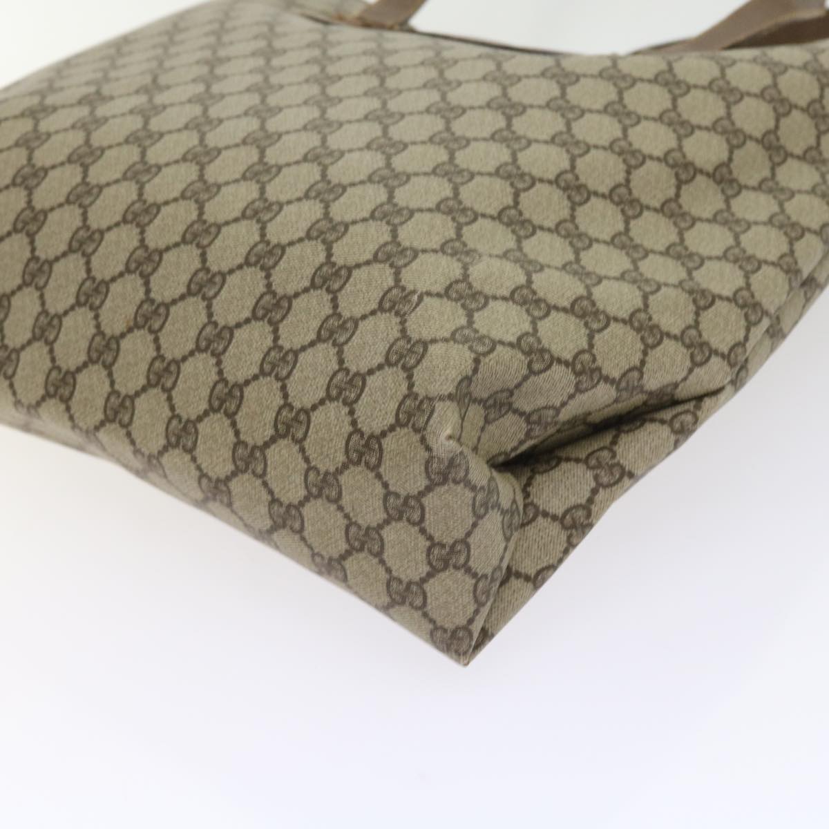 GUCCI GG Canvas Tote Bag PVC Leather Beige ar10314