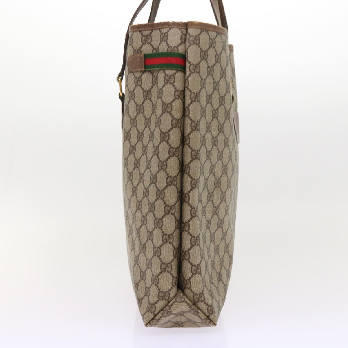 GUCCI GG Canvas Tote Bag PVC Leather Beige ar10314