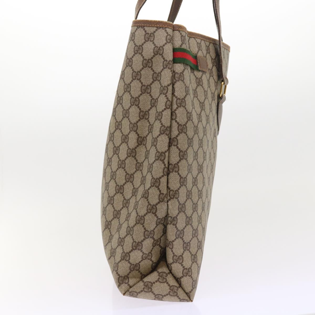 GUCCI GG Canvas Tote Bag PVC Leather Beige ar10314