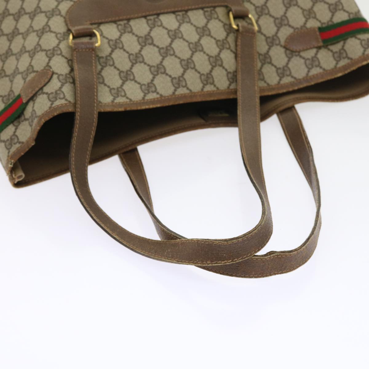 GUCCI GG Canvas Tote Bag PVC Leather Beige ar10314
