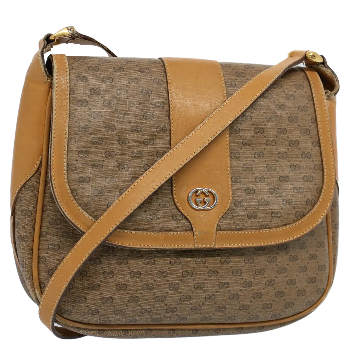 GUCCI Micro GG Canvas Shoulder Bag PVC Leather Beige 001 115 4425 ar10321