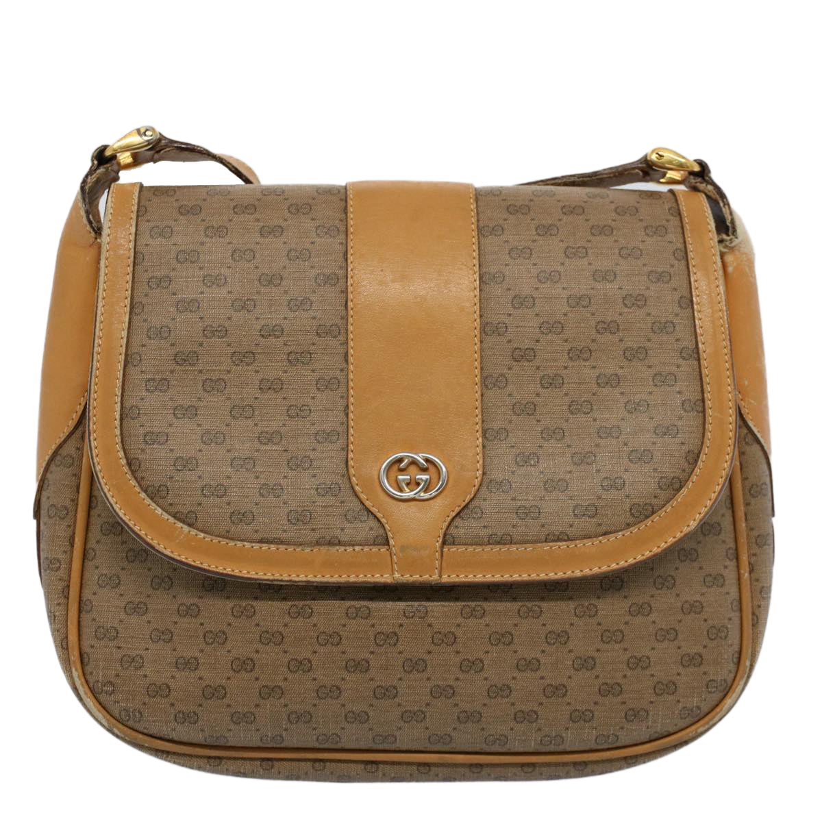 GUCCI Micro GG Canvas Shoulder Bag PVC Leather Beige 001 115 4425 ar10321