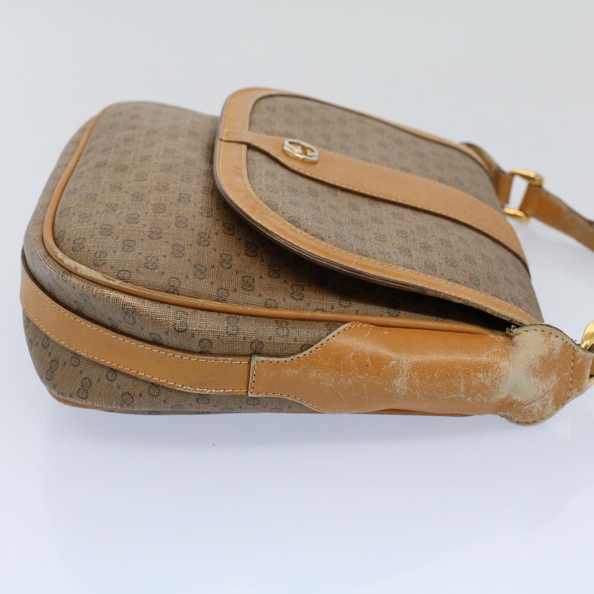 GUCCI Micro GG Canvas Shoulder Bag PVC Leather Beige 001 115 4425 ar10321