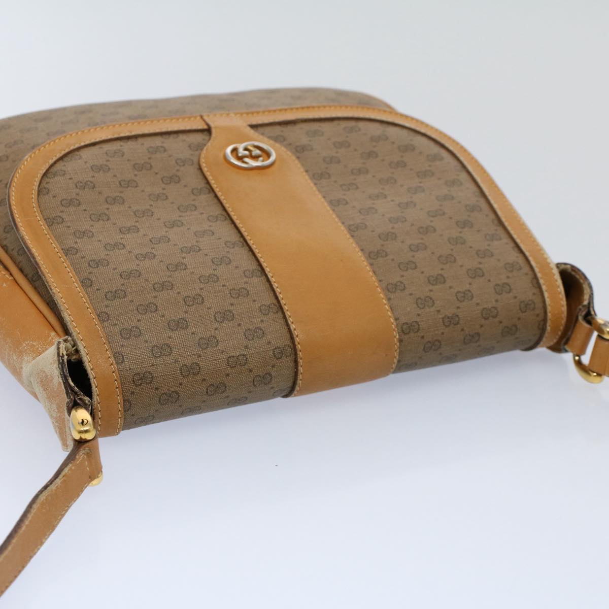 GUCCI Micro GG Canvas Shoulder Bag PVC Leather Beige 001 115 4425 ar10321