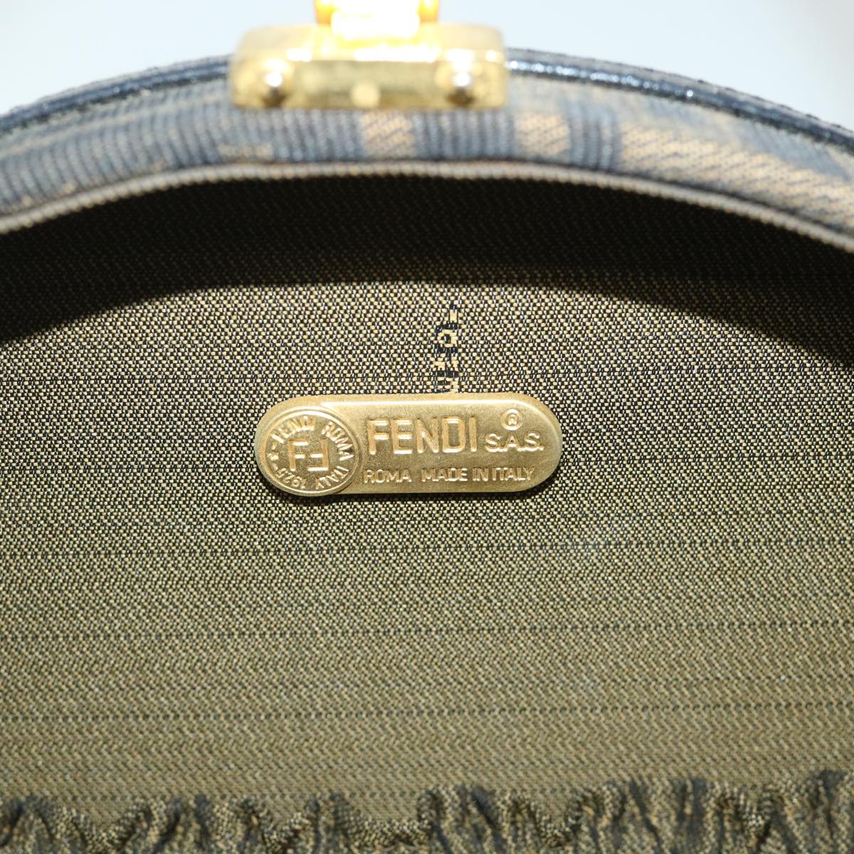 FENDI Zucca Canvas Hand Bag 2way Black Brown ar10368B