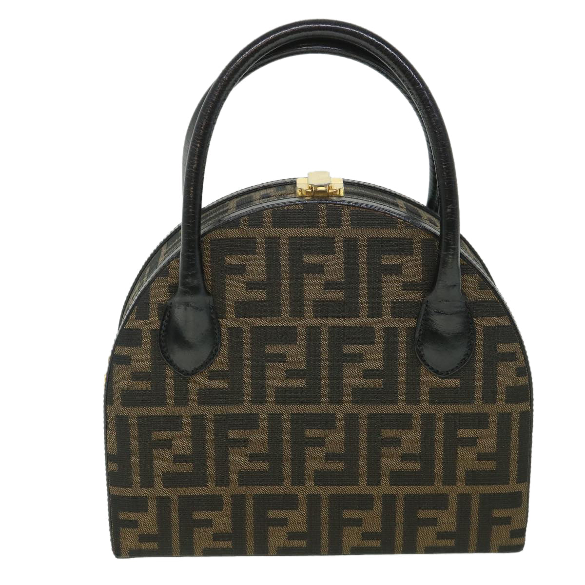 FENDI Zucca Canvas Hand Bag 2way Black Brown ar10368B