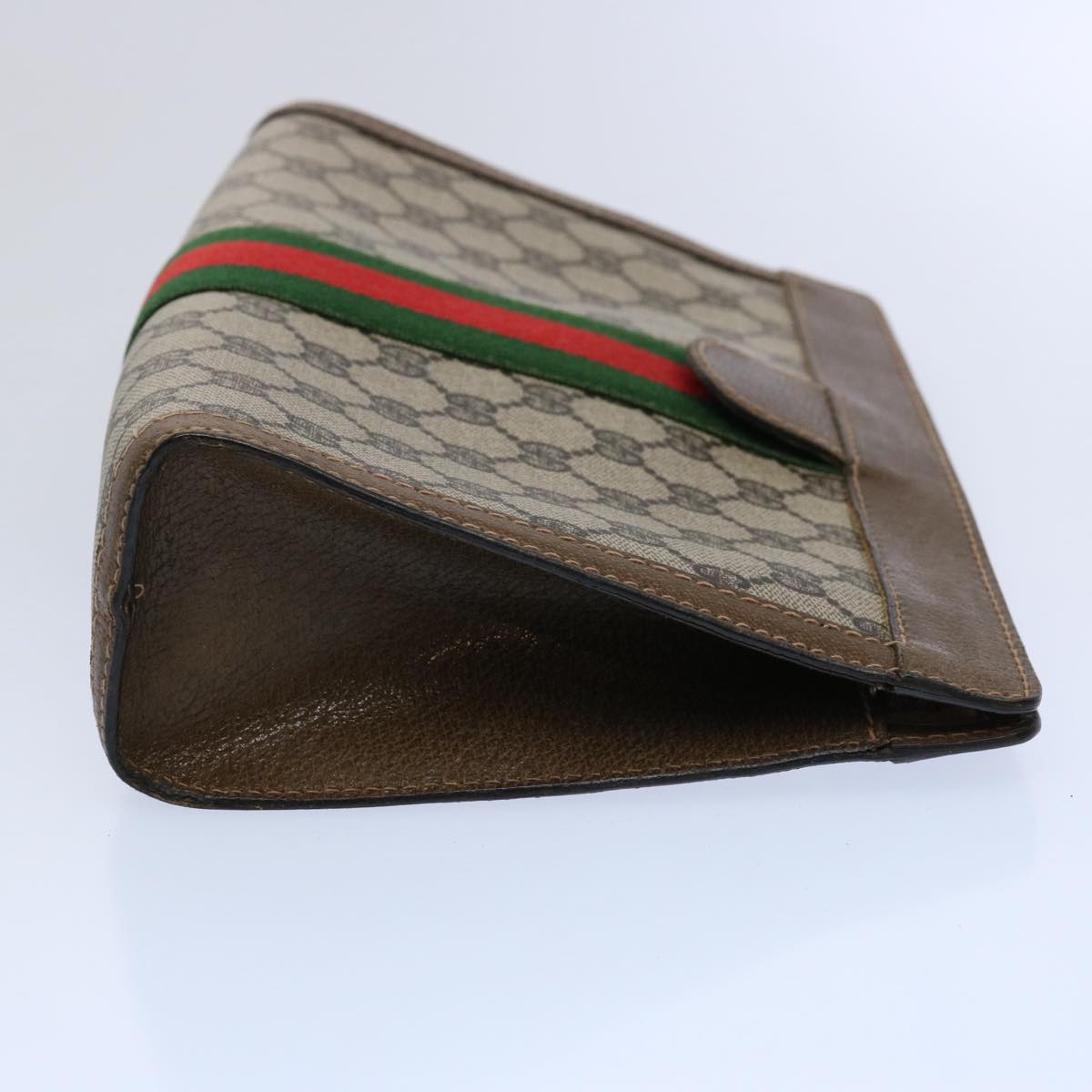 GUCCI GG Supreme Web Sherry Line Clutch Bag Beige Red 001.014.2125 ar10999