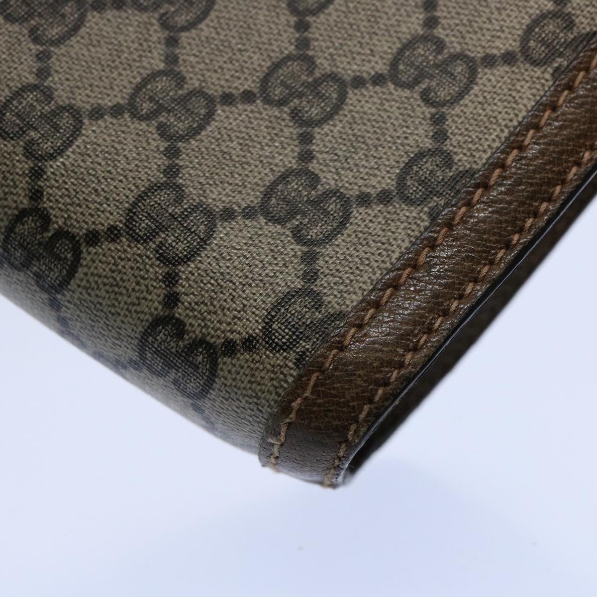 GUCCI GG Supreme Web Sherry Line Clutch Bag Beige Red 001.014.2125 ar10999