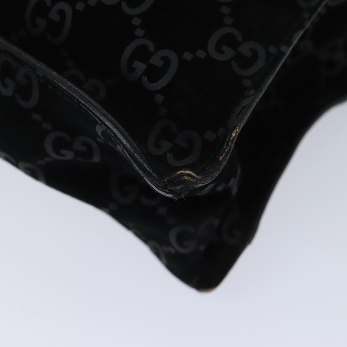 GUCCI GG Canvas Tote Bag Suede Black ar11680