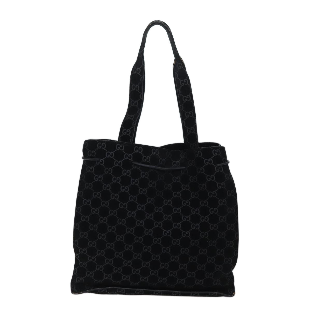 GUCCI GG Canvas Tote Bag Suede Black ar11680