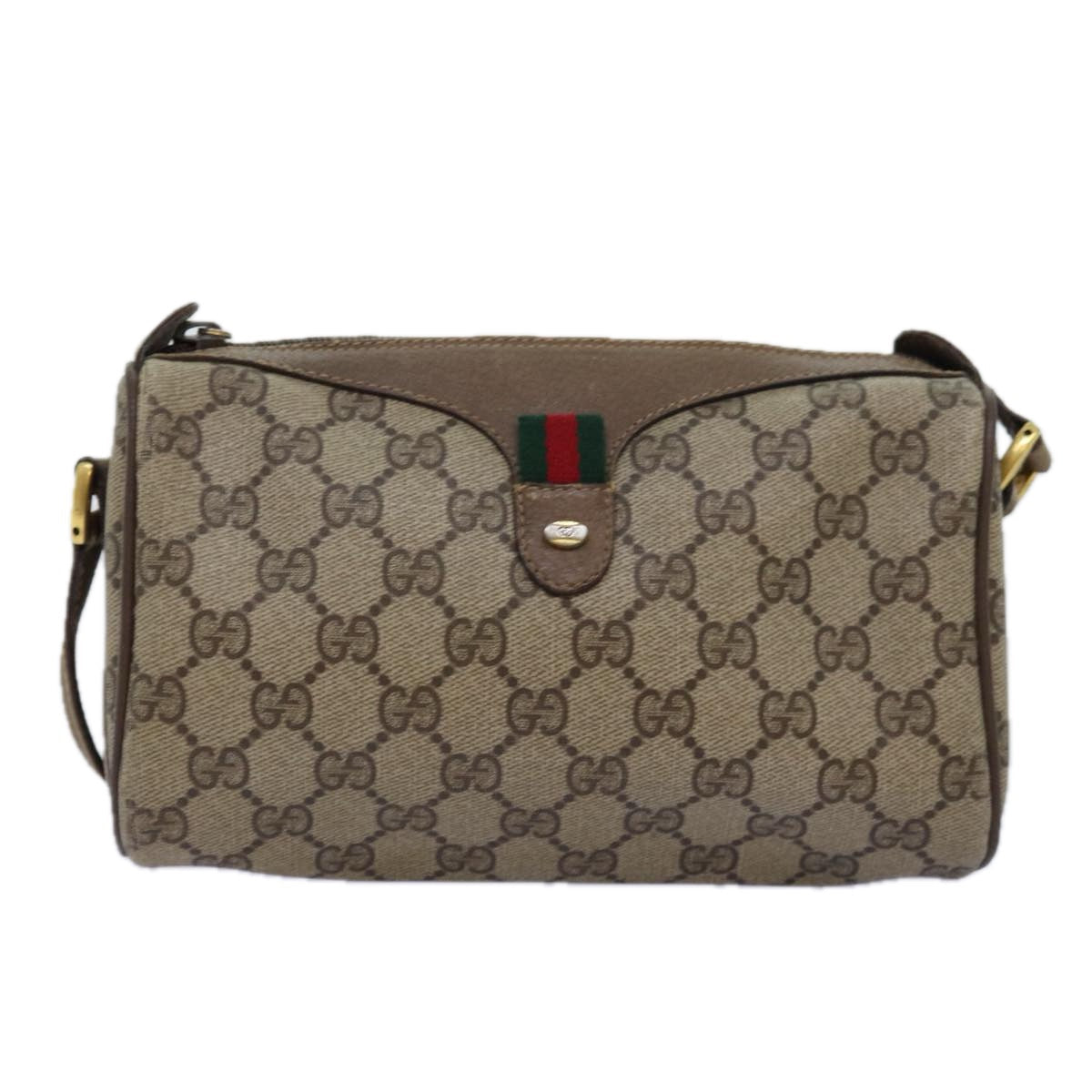 GUCCI GG Supreme Web Sherry Line Shoulder Bag Beige Red 89 02 018 ar11875