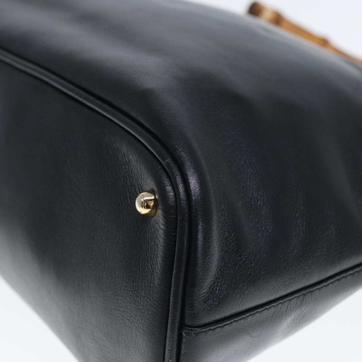 GUCCI Bamboo Hand Bag Leather Black 000 1186 0289 ar11883