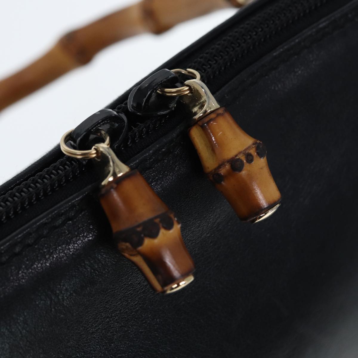 GUCCI Bamboo Hand Bag Leather Black 000 1186 0289 ar11883