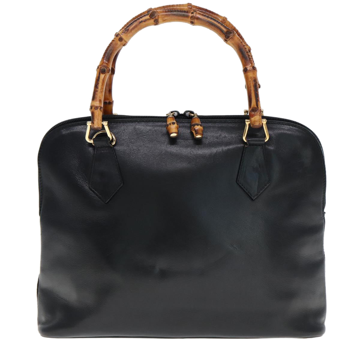 GUCCI Bamboo Hand Bag Leather Black 000 1186 0289 ar11883