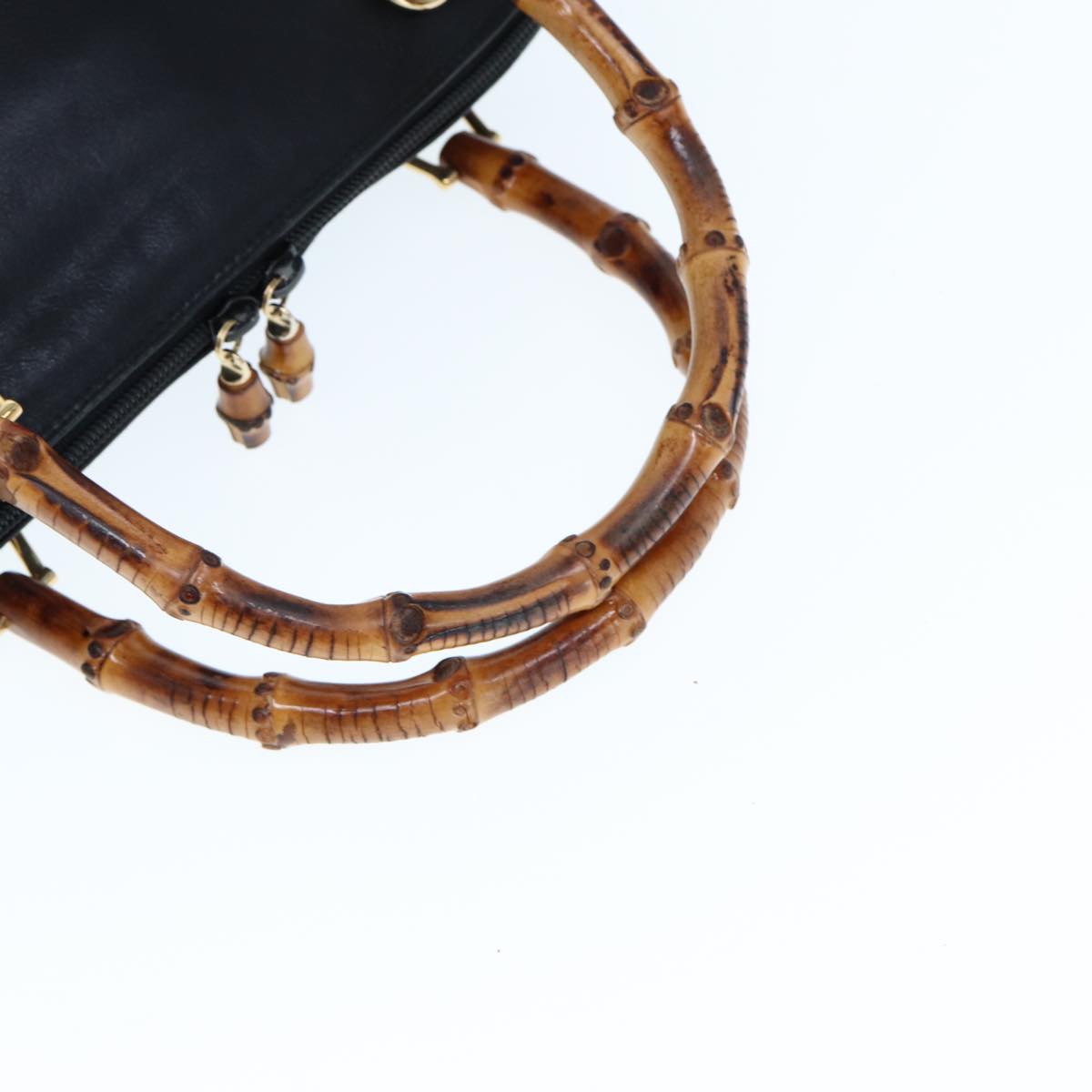 GUCCI Bamboo Hand Bag Leather Black 000 1186 0289 ar11883