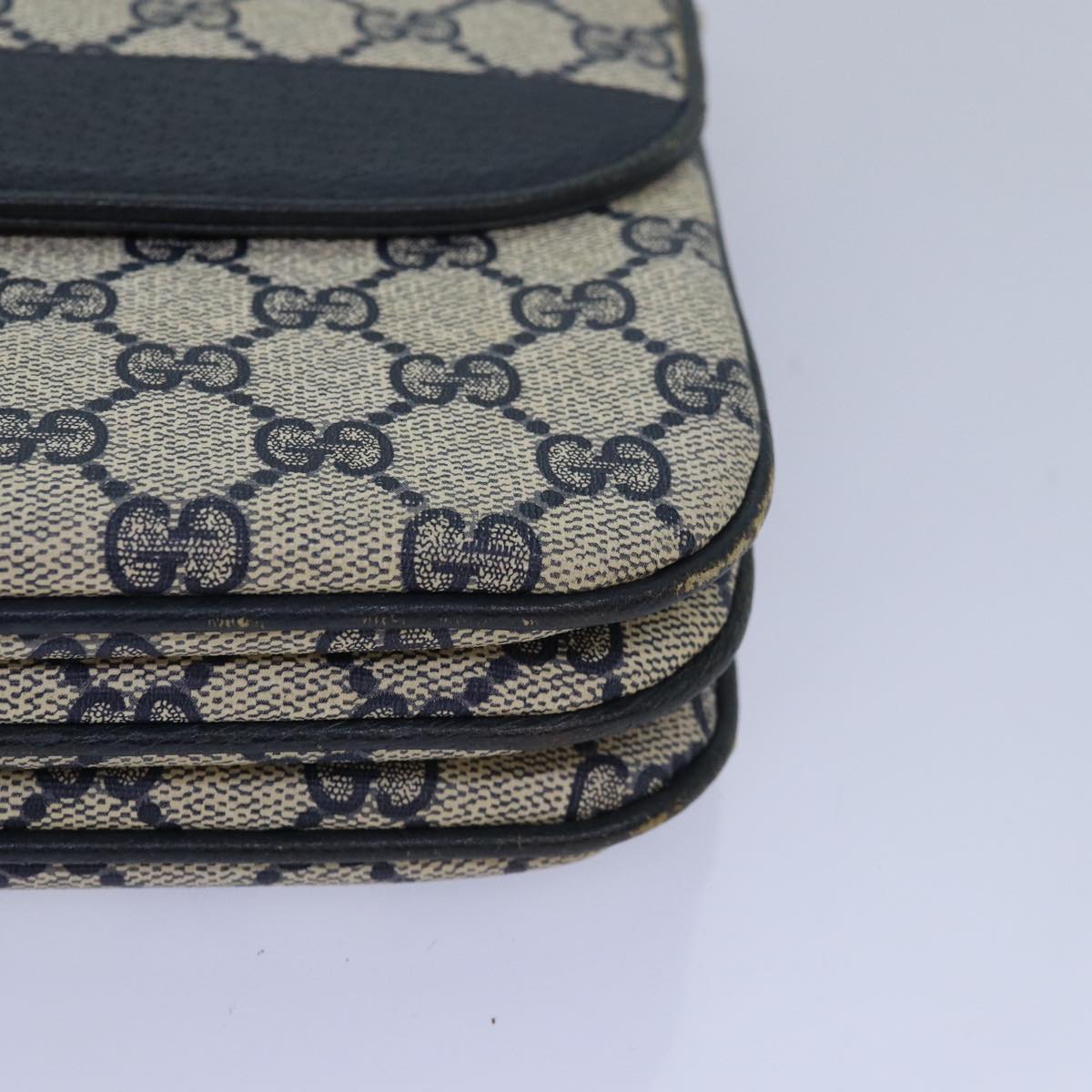 GUCCI GG Supreme Shoulder Bag PVC Leather Navy 004 106 0024 ar11976