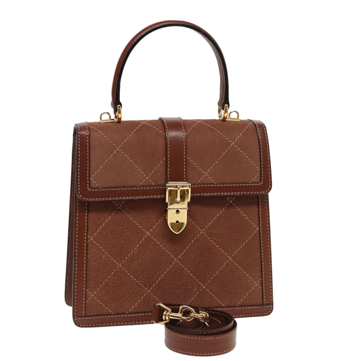 GUCCI Hand Bag Leather 2way Brown ar12027
