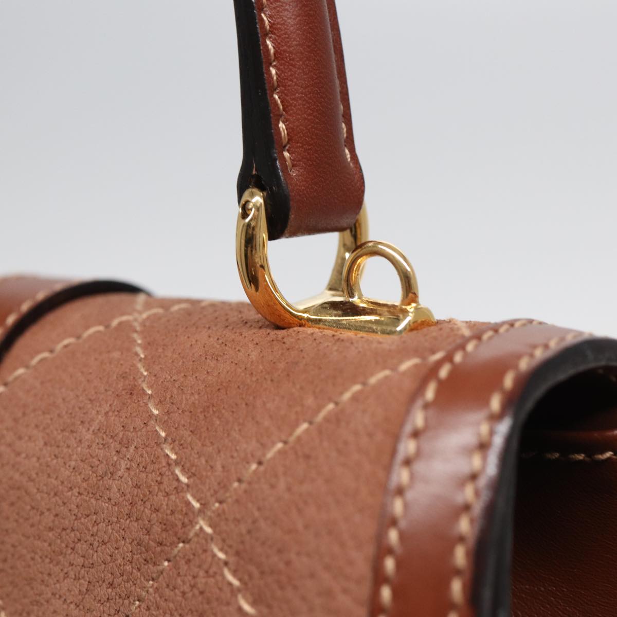 GUCCI Hand Bag Leather 2way Brown ar12027