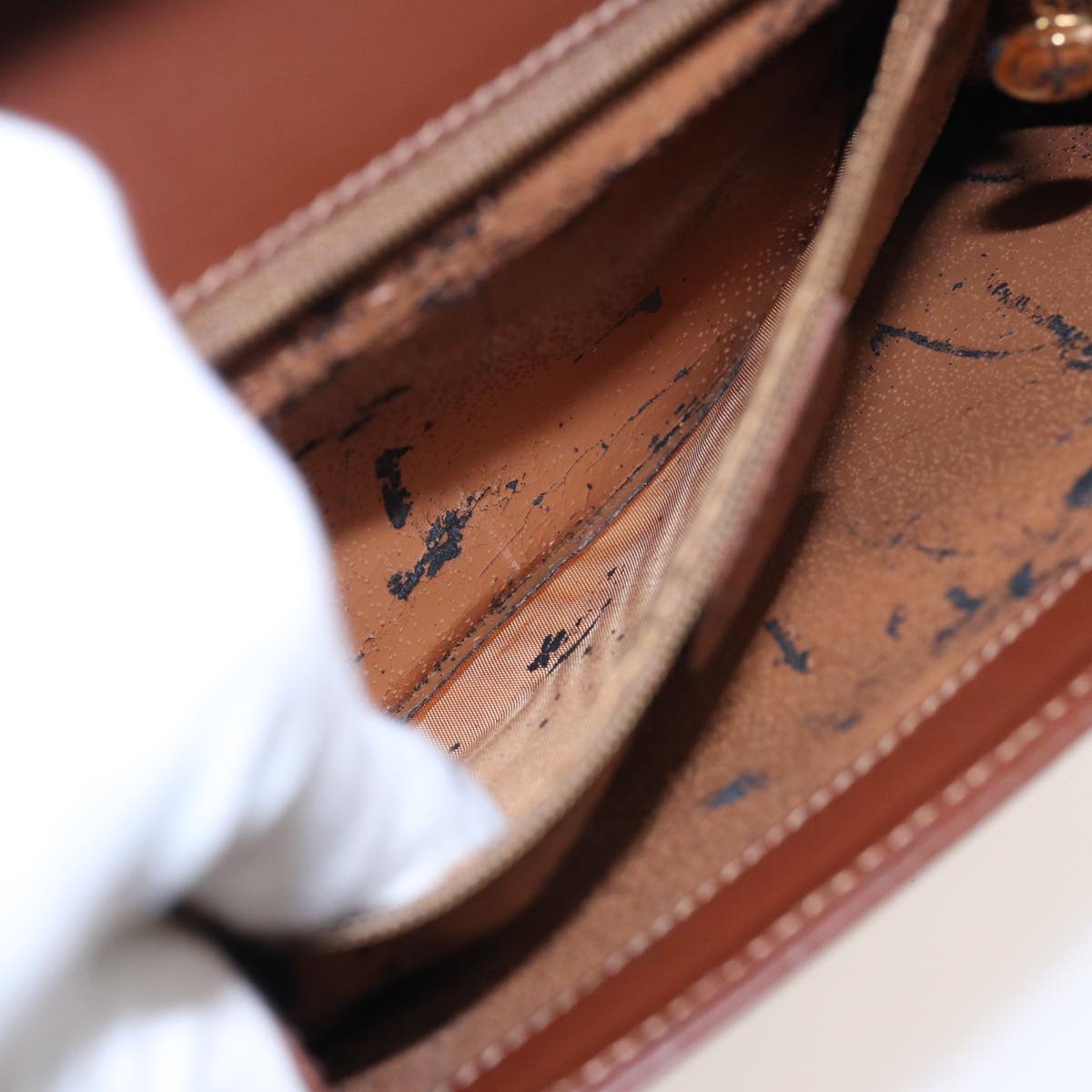 GUCCI Hand Bag Leather 2way Brown ar12027
