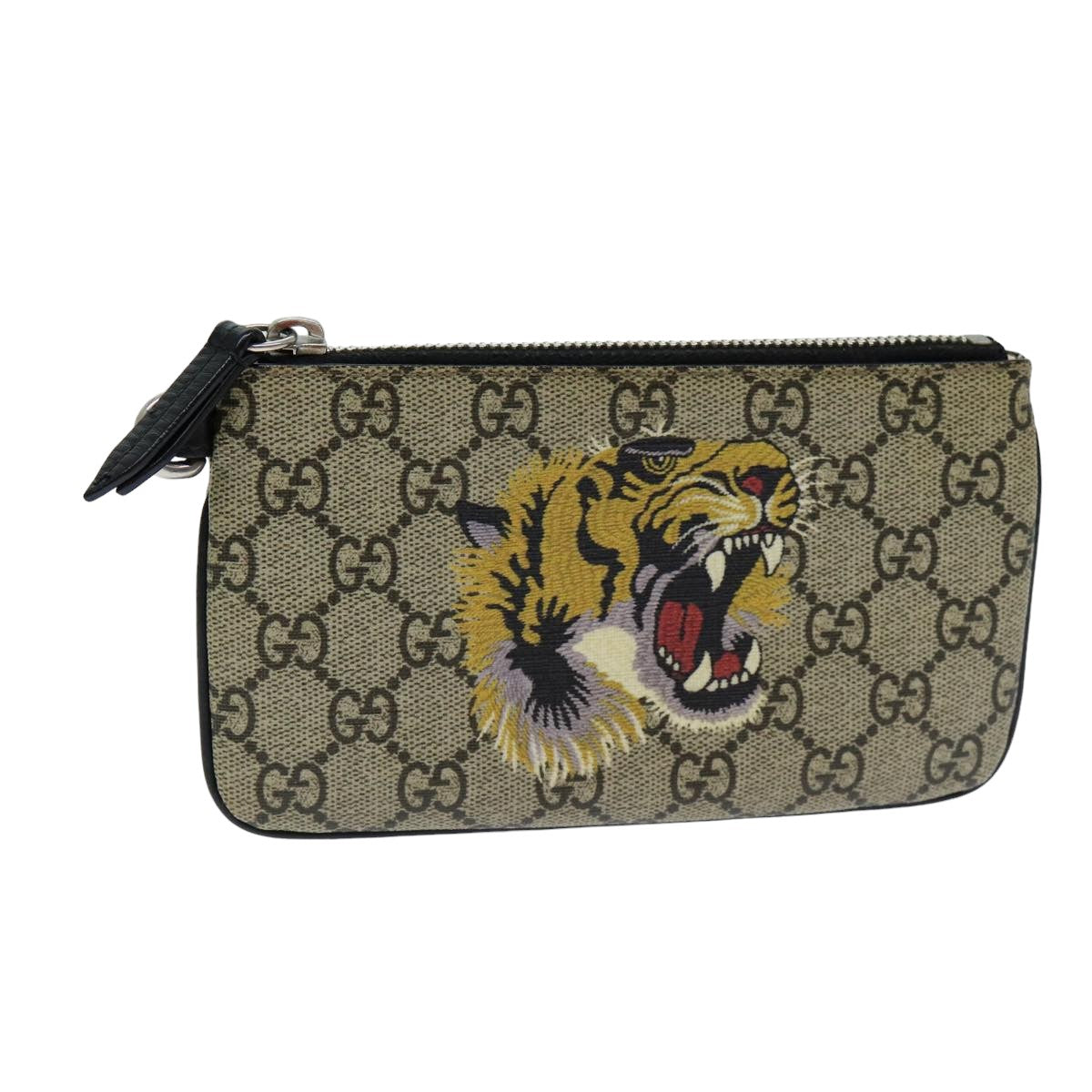 GUCCI GG Supreme Pouch PVC Leather Beige 522866 ar12057