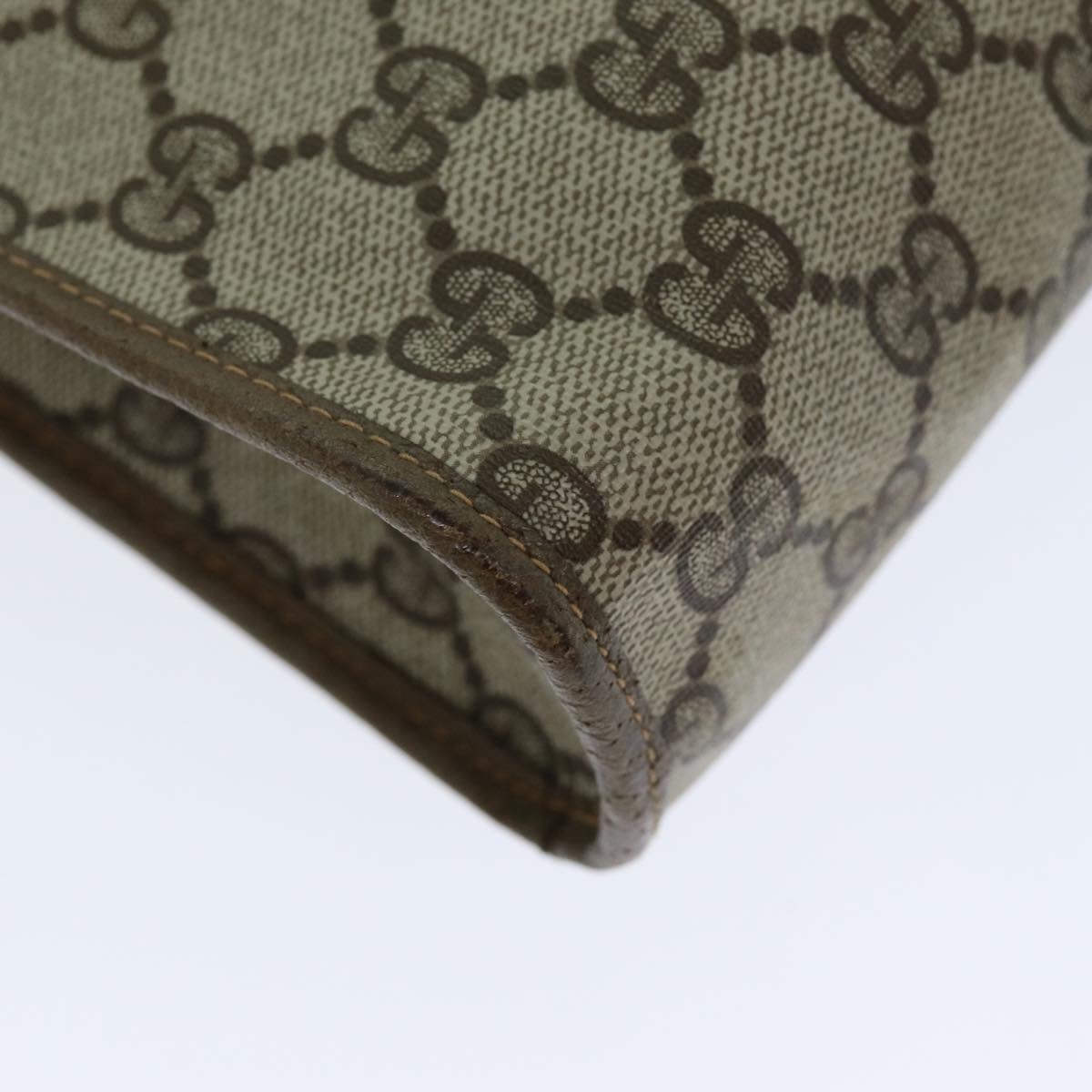 GUCCI GG Canvas Clutch Bag PVC Leather Beige ar12060