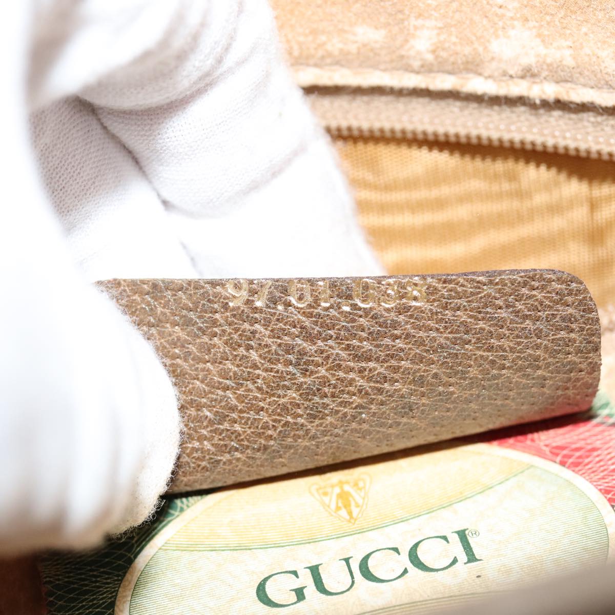 GUCCI GG Canvas Clutch Bag PVC Leather Beige ar12060