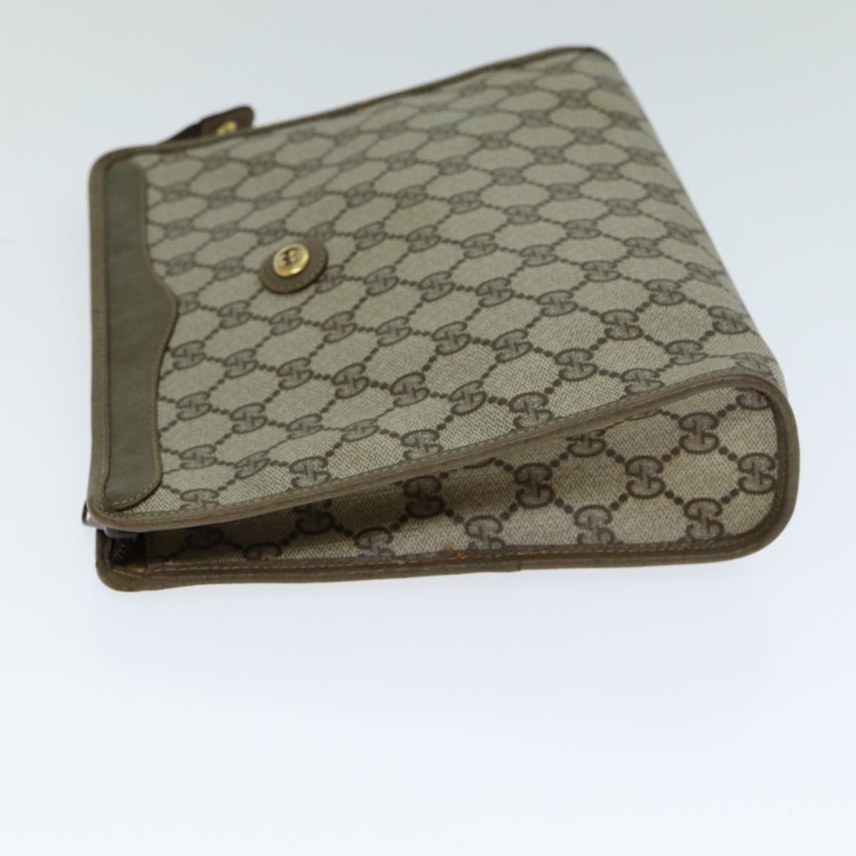 GUCCI GG Canvas Clutch Bag PVC Leather Beige ar12060