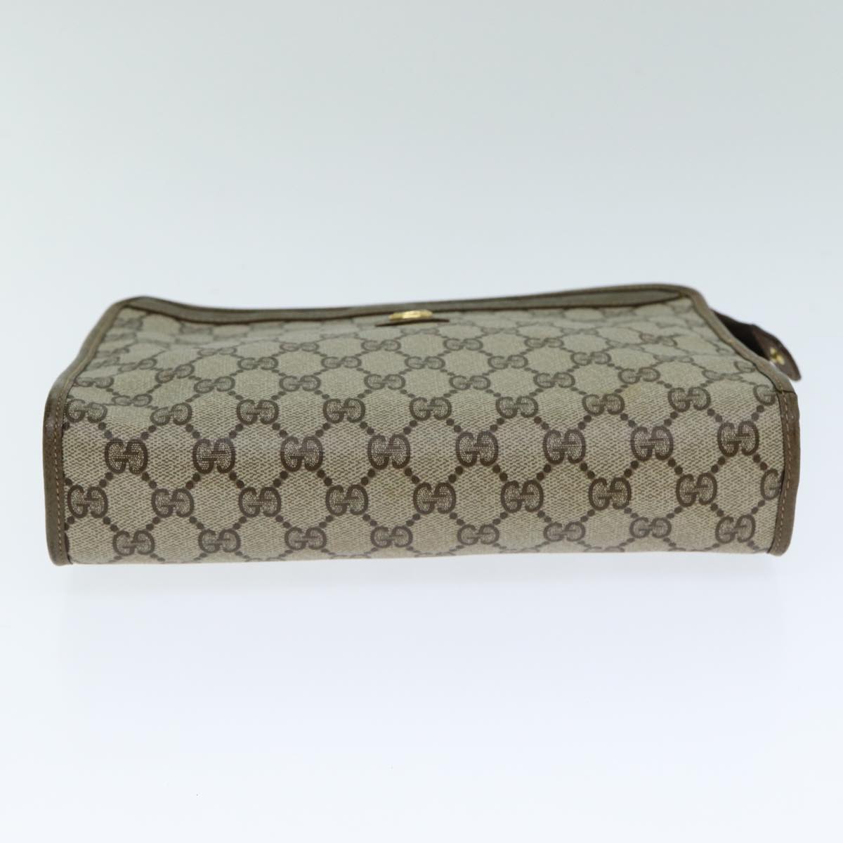 GUCCI GG Canvas Clutch Bag PVC Leather Beige ar12060