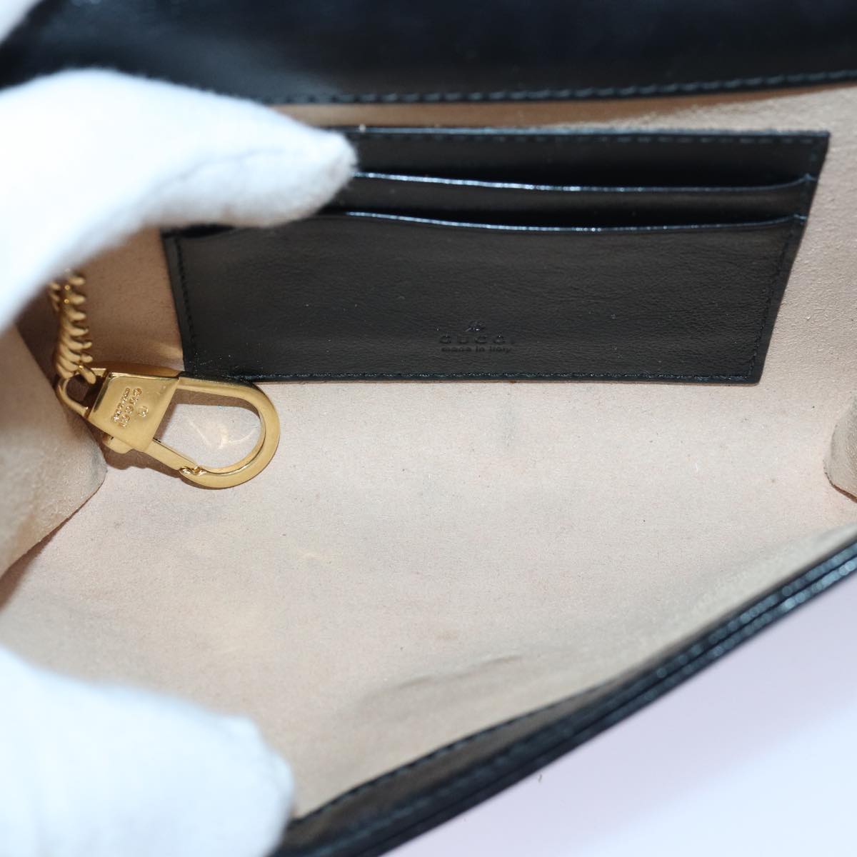 GUCCI Raja Ophidia Web Sherry Line Chain Bag Leather Black 573797 ar12088
