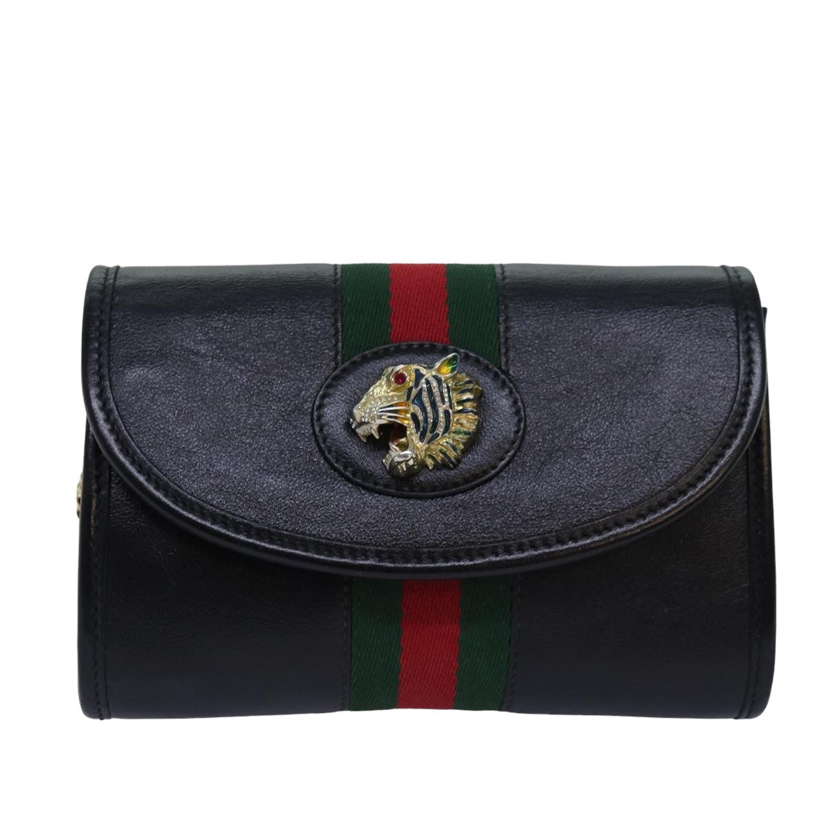 GUCCI Raja Ophidia Web Sherry Line Chain Bag Leather Black 573797 ar12088
