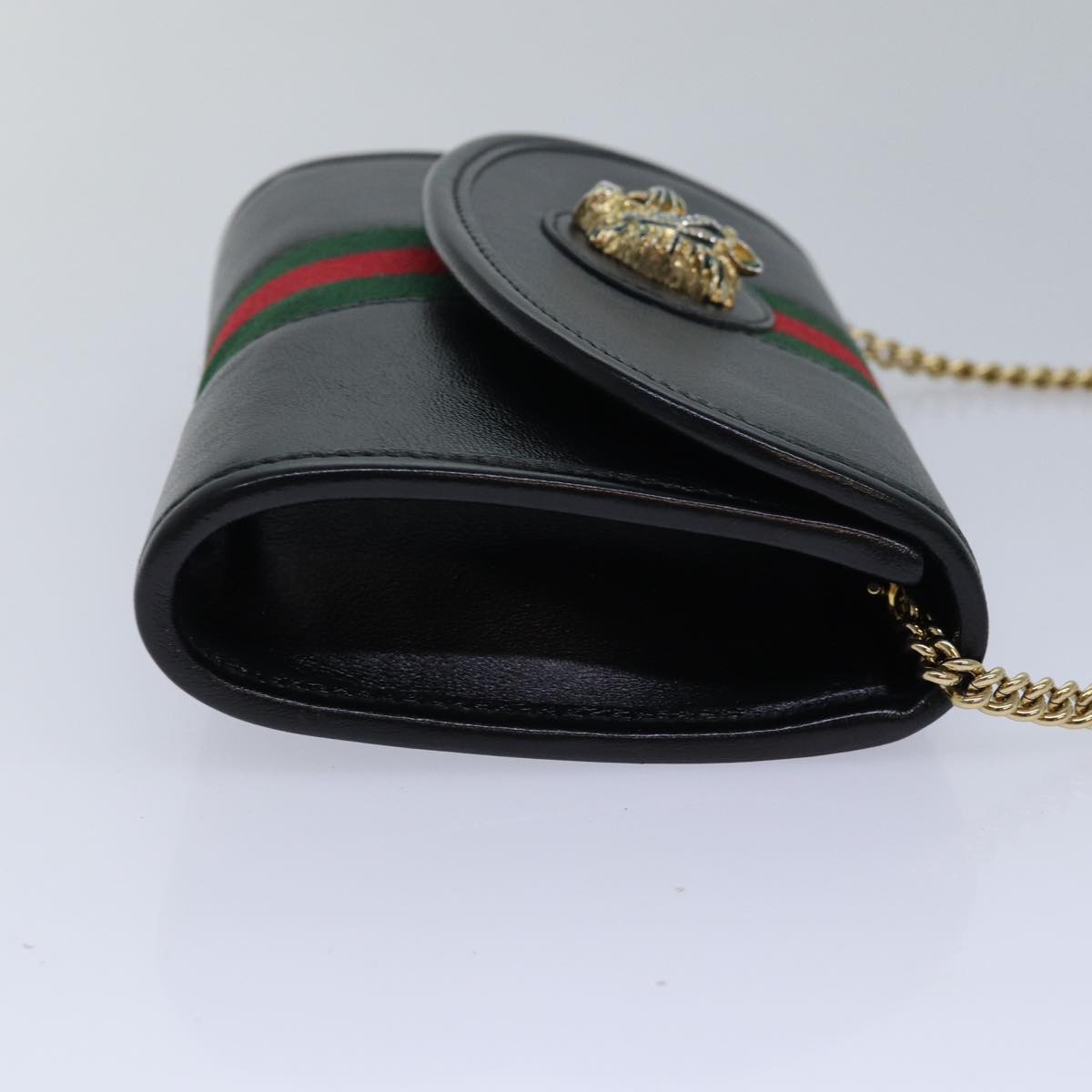 GUCCI Raja Ophidia Web Sherry Line Chain Bag Leather Black 573797 ar12088