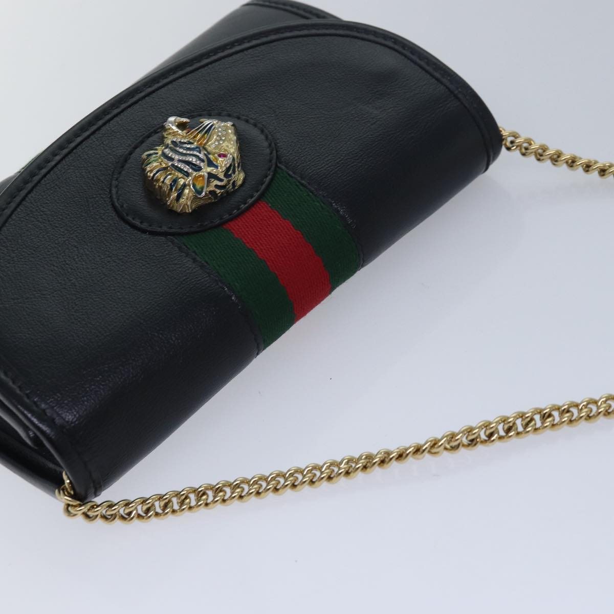 GUCCI Raja Ophidia Web Sherry Line Chain Bag Leather Black 573797 ar12088