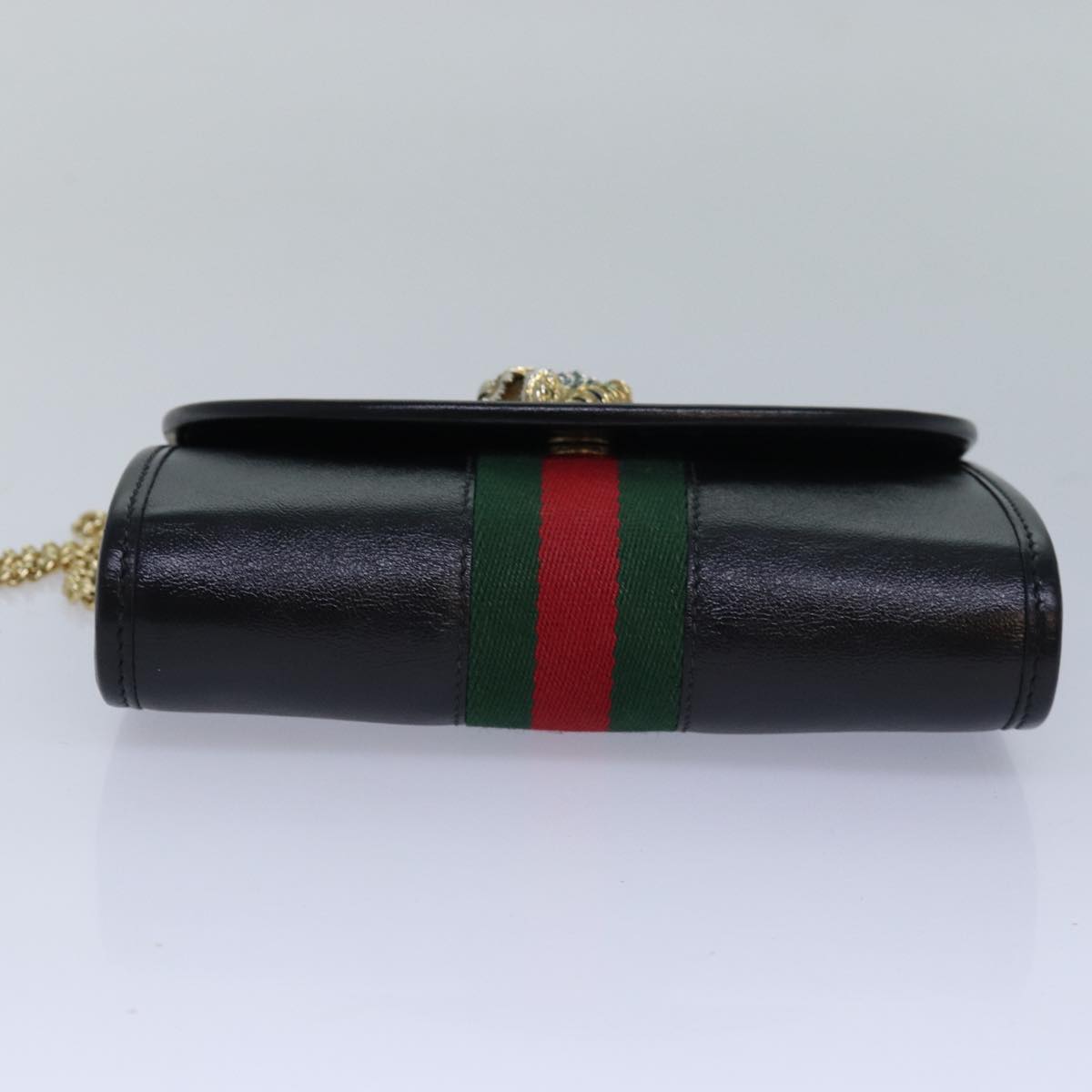 GUCCI Raja Ophidia Web Sherry Line Chain Bag Leather Black 573797 ar12088