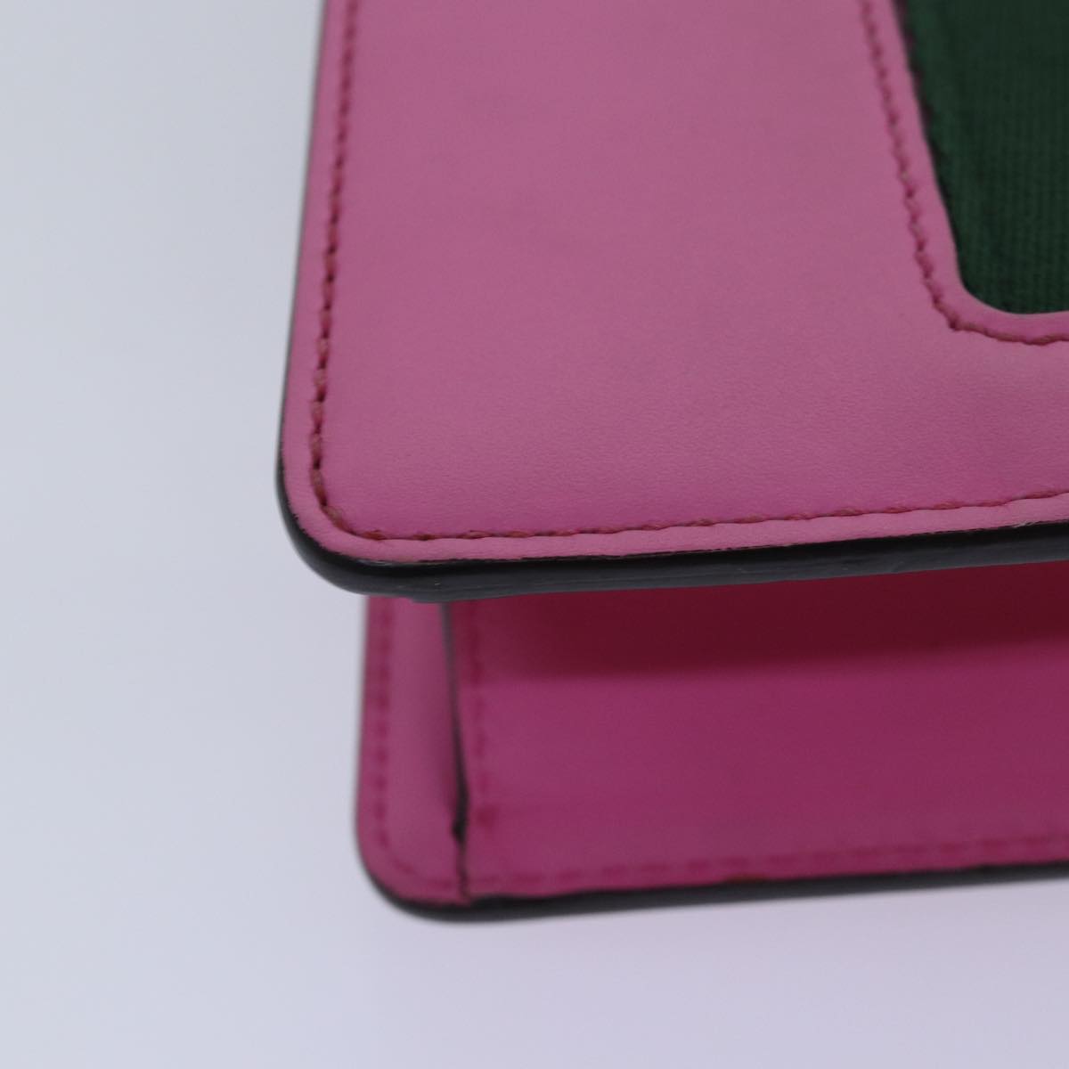 GUCCI Sylvie Web Sherry Line Mini Chain Bag Leather Pink 431666 ar12089