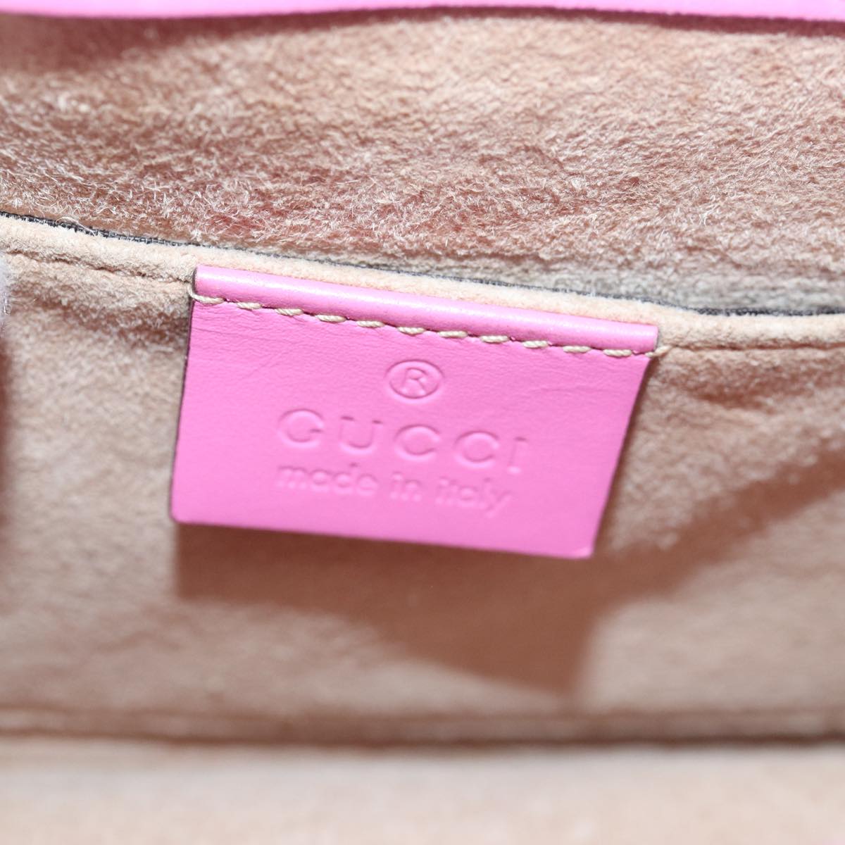 GUCCI Sylvie Web Sherry Line Mini Chain Bag Leather Pink 431666 ar12089
