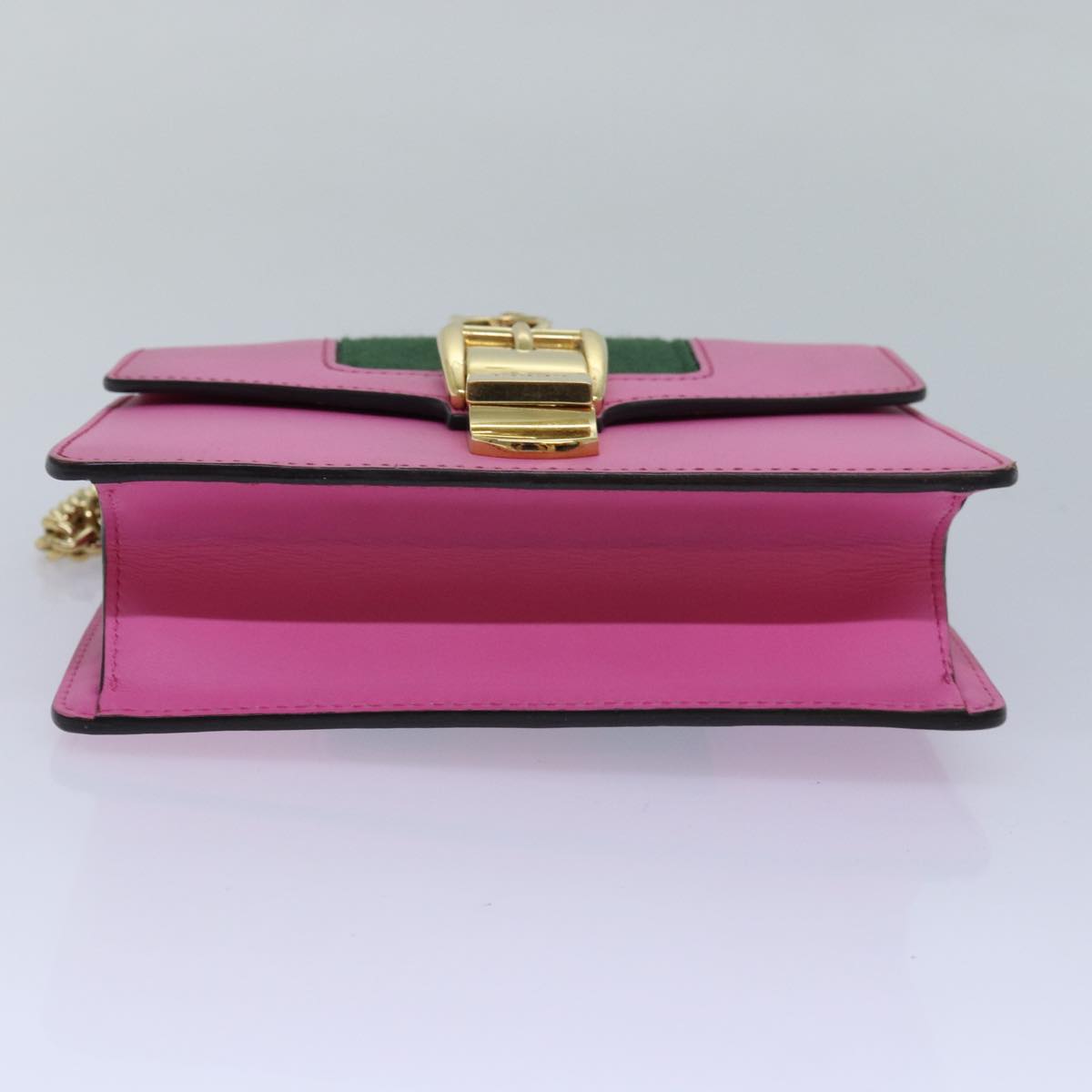 GUCCI Sylvie Web Sherry Line Mini Chain Bag Leather Pink 431666 ar12089