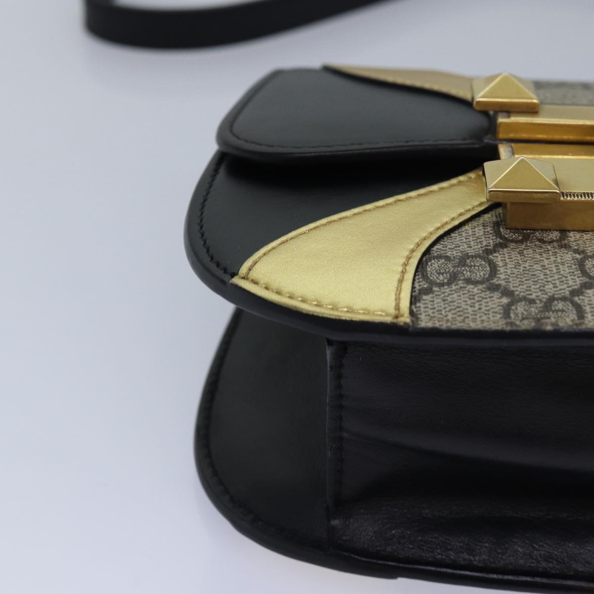 GUCCI GG Supreme Ojiride Shoulder Bag Leather PVC Beige 500781 ar12091