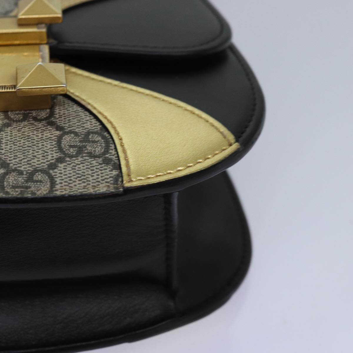 GUCCI GG Supreme Ojiride Shoulder Bag Leather PVC Beige 500781 ar12091