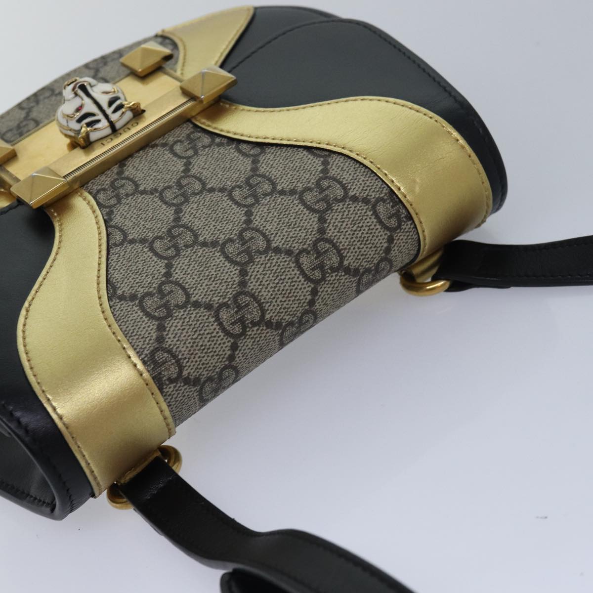 GUCCI GG Supreme Ojiride Shoulder Bag Leather PVC Beige 500781 ar12091