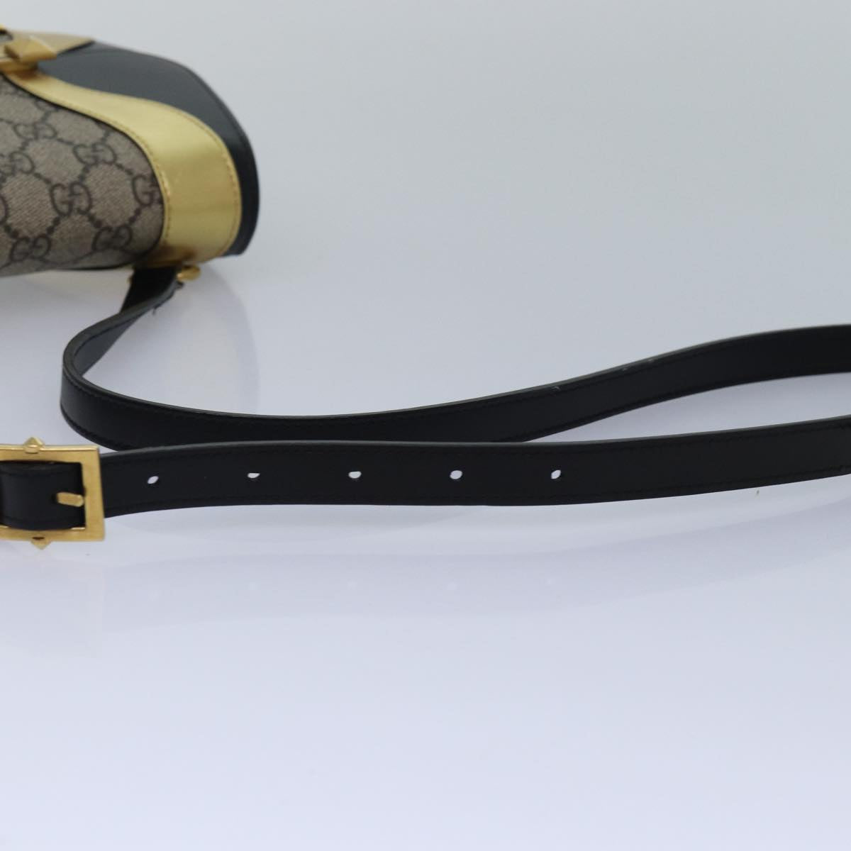 GUCCI GG Supreme Ojiride Shoulder Bag Leather PVC Beige 500781 ar12091
